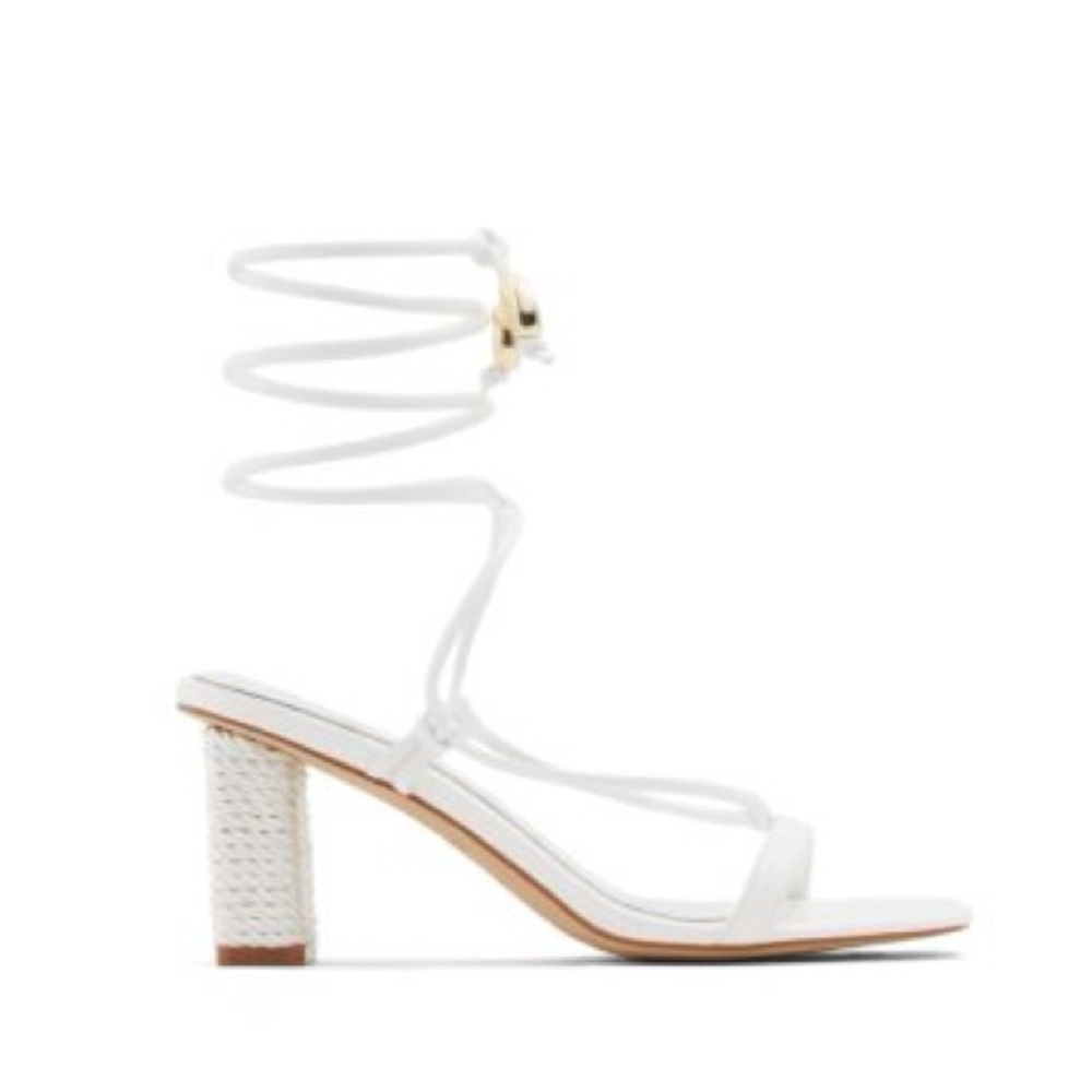 Aldo white wrap around heels